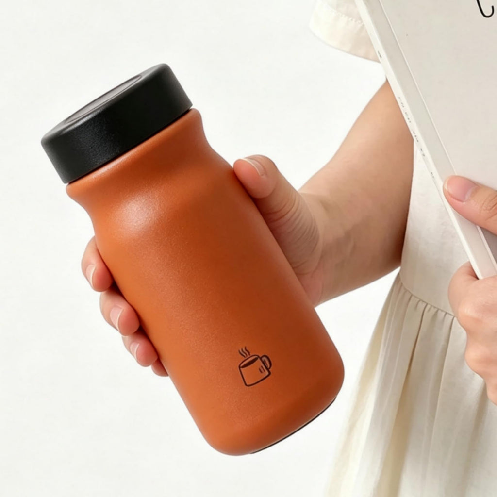 Mini Milk Shape Insulated Coffee Bottle, 316 Stainless Steel, 10oz Flask, Compact Travel Tumbler(Cute Puppy Cartoon Print)