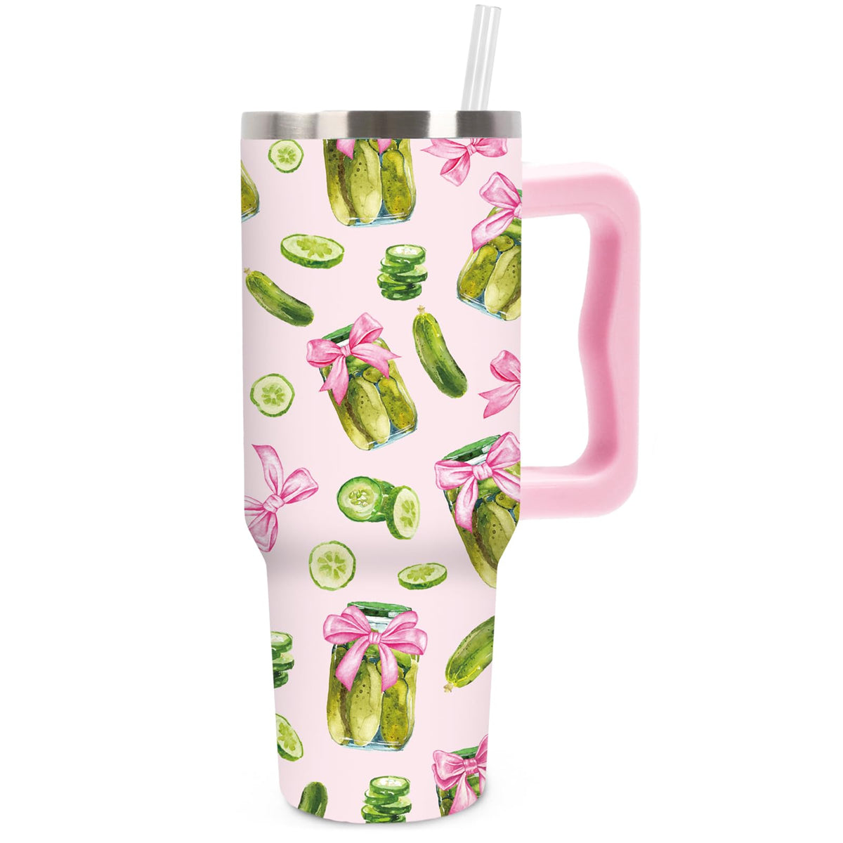 JarThenaAMCS Cartoon Sponge Tumbler with Handle 40oz Flower and Bubbles Tumbler with Lid Straw Blue Yellow Funny Sea Ocean Stainless Steel Cup for Home Office Travel
