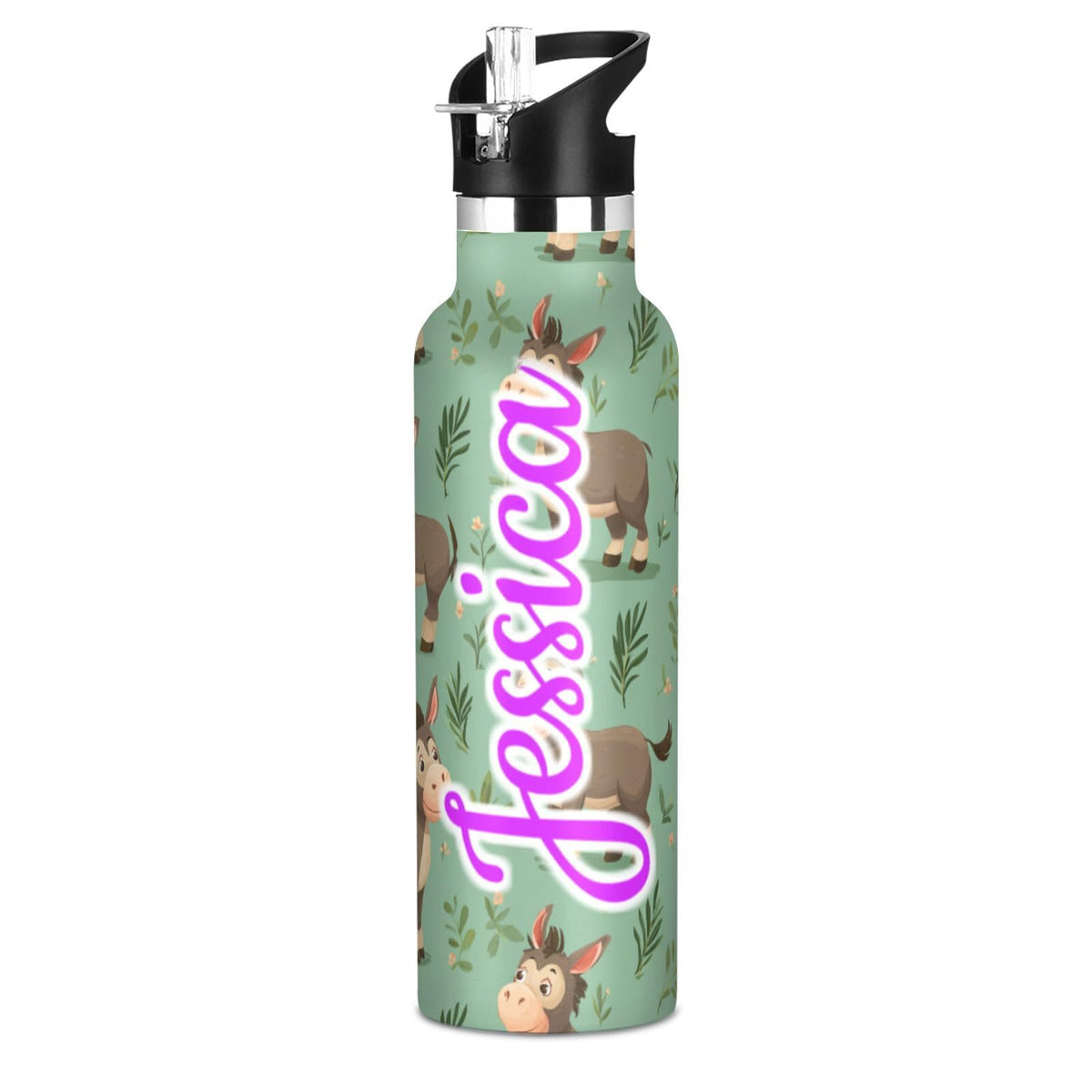 Kcldeci Kids Water Bottle for School Cartoon Chicken Nuggets Personalized 20oz Stainless Steel Insulated Tumbler with Straw, Leak-Proof Travel Flask for Boys Girls, BPA-Free