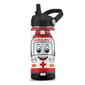 Cute Ambulance Car Water Bottle, 16 oz Water Bottles with Straw Lid