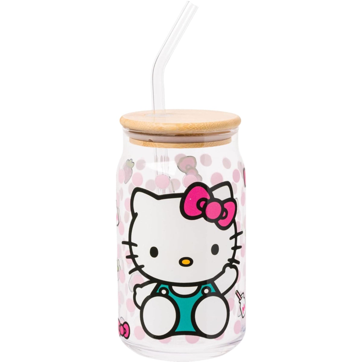 Silver Buffalo Sanrio Hello Kitty Waving Design Print, Glass Tumbler, 16oz