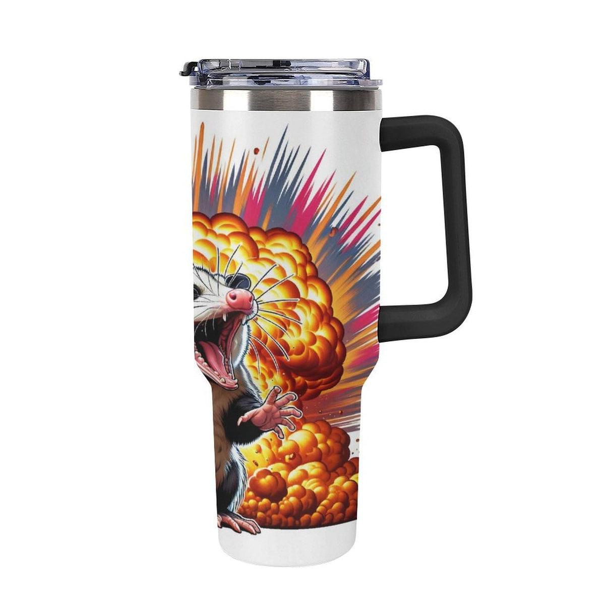 Black Cat Yellow Eyes Tumbler with Lid And Straw 40oz Cartoon Halloween Stainless Steel Cup Insulated, Large Capacity Car Cup, Leakproof Travel Tumbler Coffee Mug with Handle