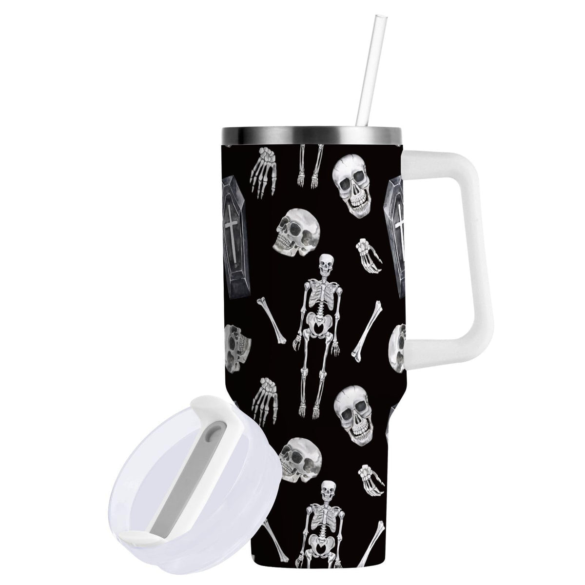 Cartoon Style White Geese Tumbler with Handle and Straw Leak Proof Tumbler 2 in 1 Lid Insulated Water Bottle Tumblers Stainless Steel Cup Large Travel Mug Cups, Gifts for Women Man, 30oz