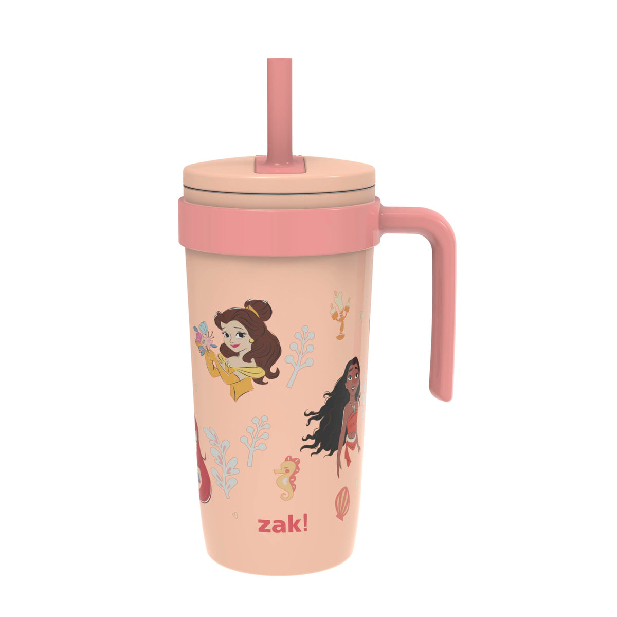 Zak Designs Disney Lilo & Stitch Fairway Travel Tumbler for On the Go or At Home, 18oz Stainless Steel with Vacuum Insulation, Spillproof Silicone Straw, and Carry Handle for Cold Drinks (Stitch)