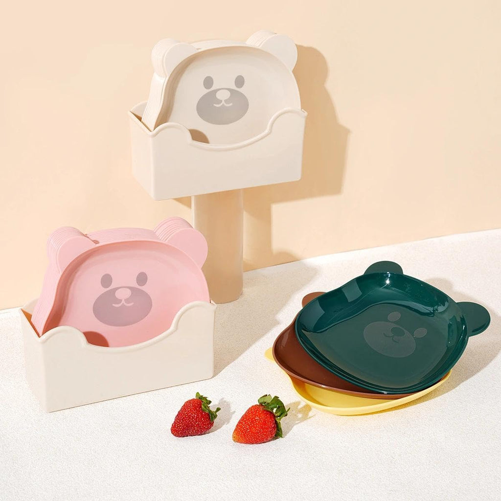 COMIART Cute Bear PP Material Small Dish for Dipping Sauces and Bones - 5 Colors Set