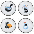 SOCOSY Cute Cartoon Drink and Food Pattern Ceramic Seasoning Dishes Sauce Dish Sushi Dipping Bowl Appetizer Plates Tea Bag Holder Serving Dish for Kitchen, 5 Inch, Set of 4