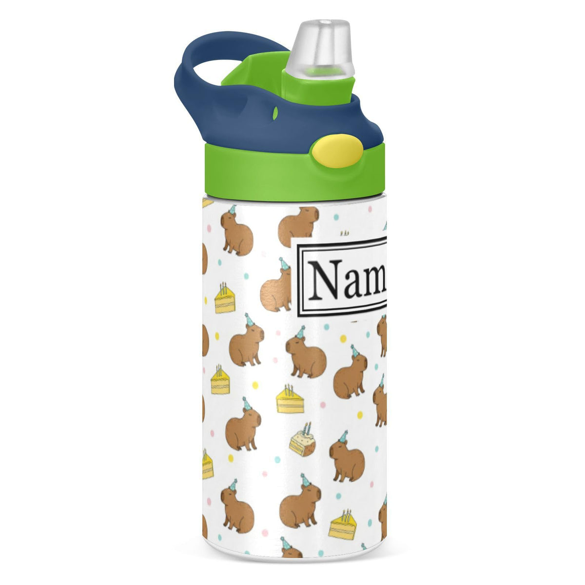 Personalized Name Water Bottles for Kids Cartoon Crocodiles Basketball Custom Toddlers Insulated Stainless Steel with Straw Lid Tumbler Gift for Boys Girls Birthday School