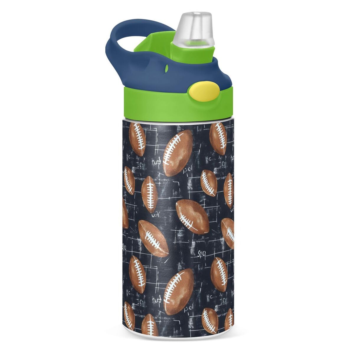 ALAZA Zebra Cartoon Blue Kids Water Bottles Insulated Stainless Steel Tumbler Travel Cup Lids Straw Double Walled Leakproof 12 OZ for Boys Girls