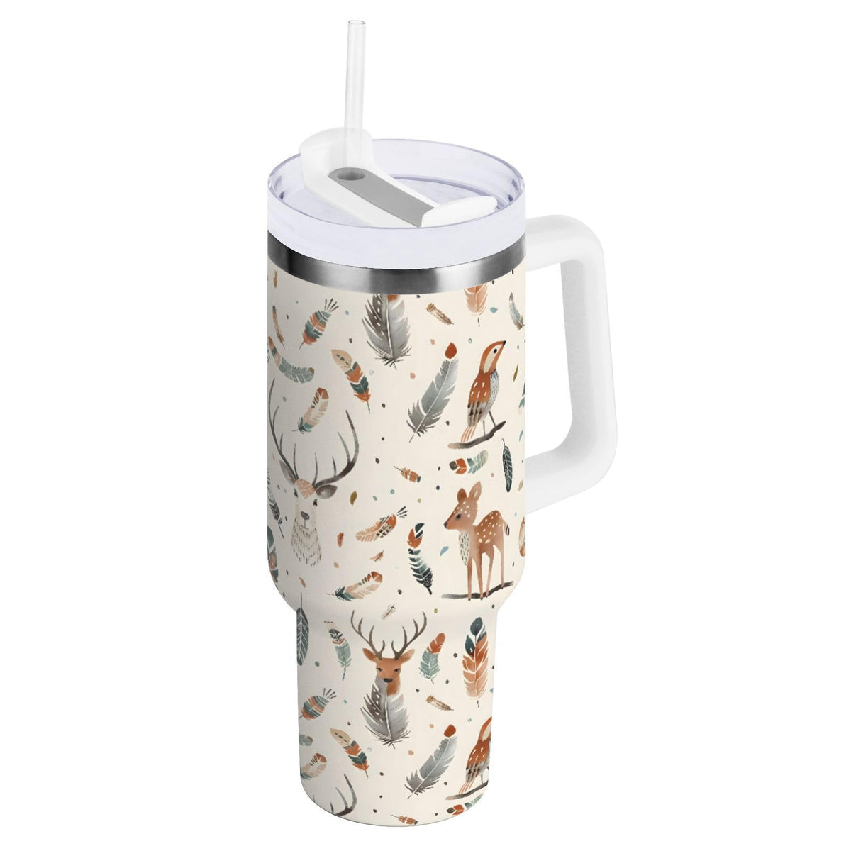 30oz Tumbler Cartoon Giraffes Insulated Coffee Cup Stainless Steel Travel Mug Car Water Bottle with Lid Straw Handle