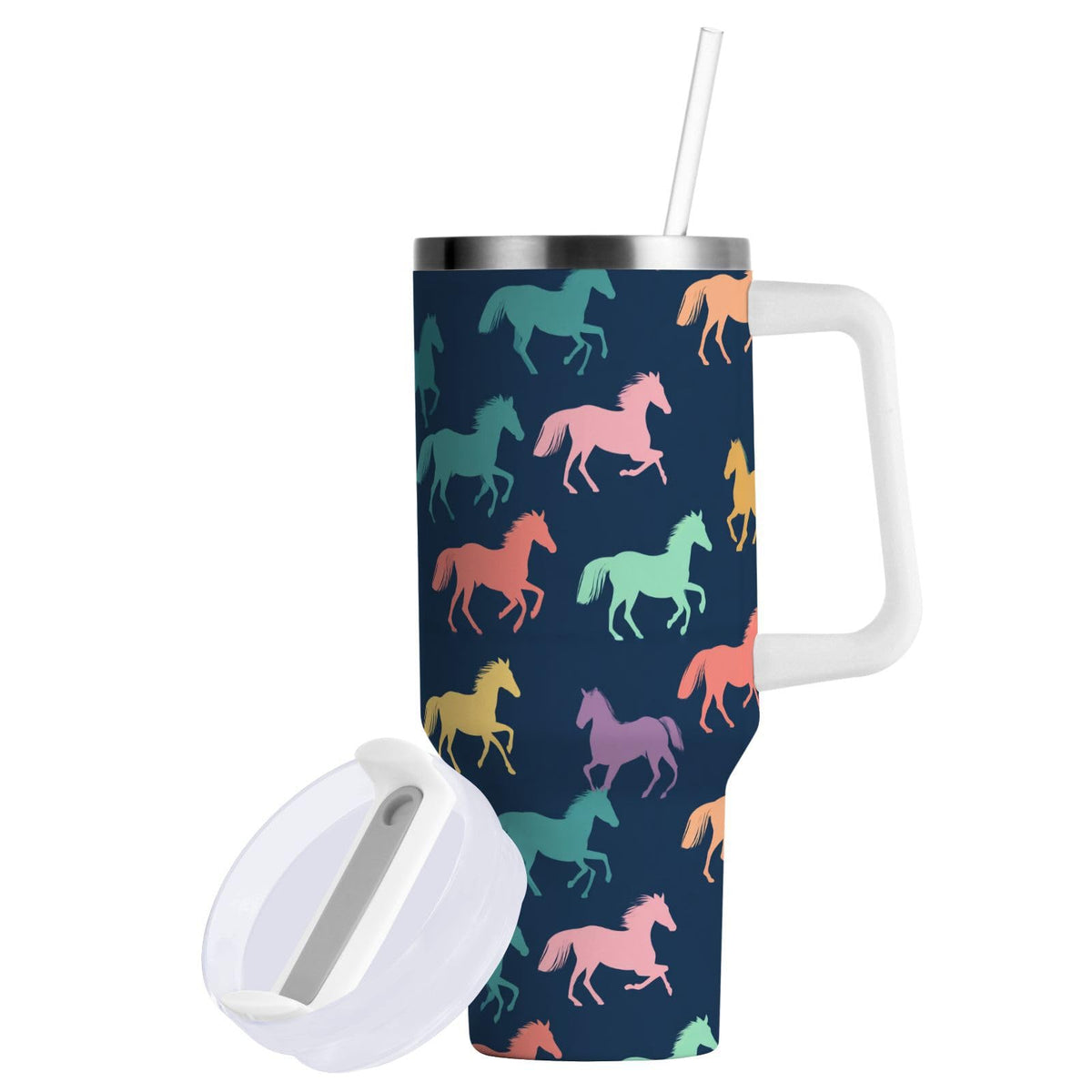Cartoon Style White Geese Tumbler with Handle and Straw Leak Proof Tumbler 2 in 1 Lid Insulated Water Bottle Tumblers Stainless Steel Cup Large Travel Mug Cups, Gifts for Women Man, 30oz