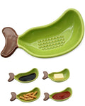 Cute Ceramic Dipping Dish,with Grinding Function,Stackable Multipurpose Porcelain Side Dish Bowl,Soy Sauce Dish Ceramic, All-in-One Garlic Grater Plate for Sushi, Hot Pot, BBQ Party and More (Green)