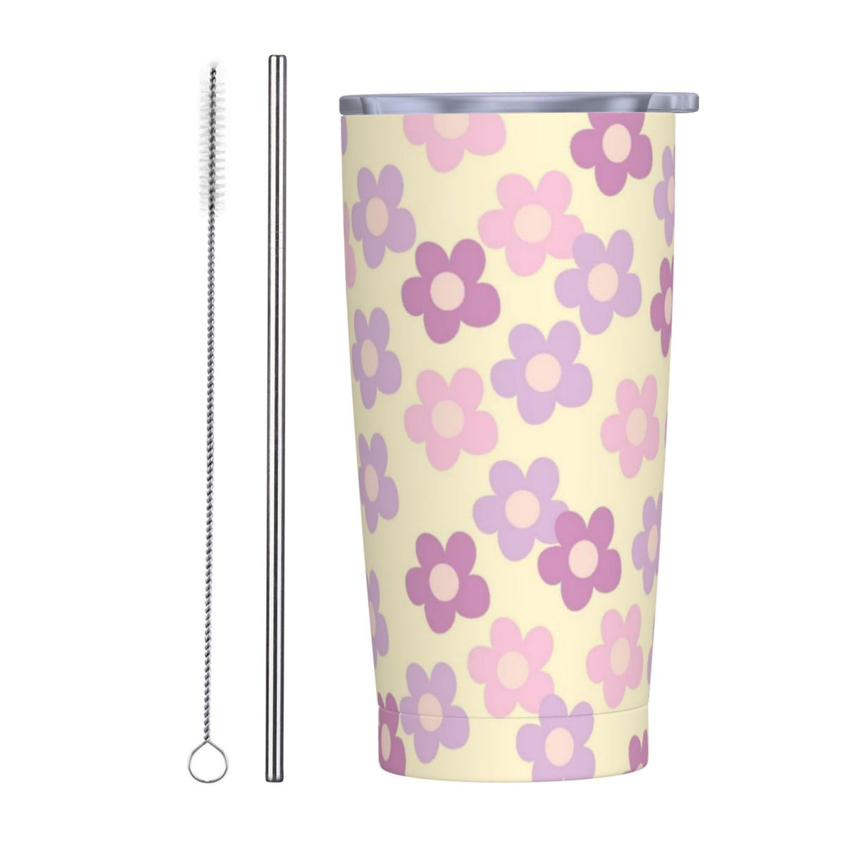 Heart 20oz Tumbler with Lid and Straw for Women, Abstract Cartoon Geometric Line Hearts Design Insulated Mug Colorful Hearts Stainless Steel Tumbler Double Wall Vacuum Travel Mug Coffee Cup
