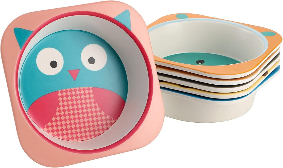 ZEAYEA 6 Pack 10 Oz Small Bowls, Durable Cartoon Bowls for Children, BPA Free Cute Snack Bowl, Square Dinner Tableware for Serving Soup, Cereal, Pasta, Ice Cream, Dishwasher Safe