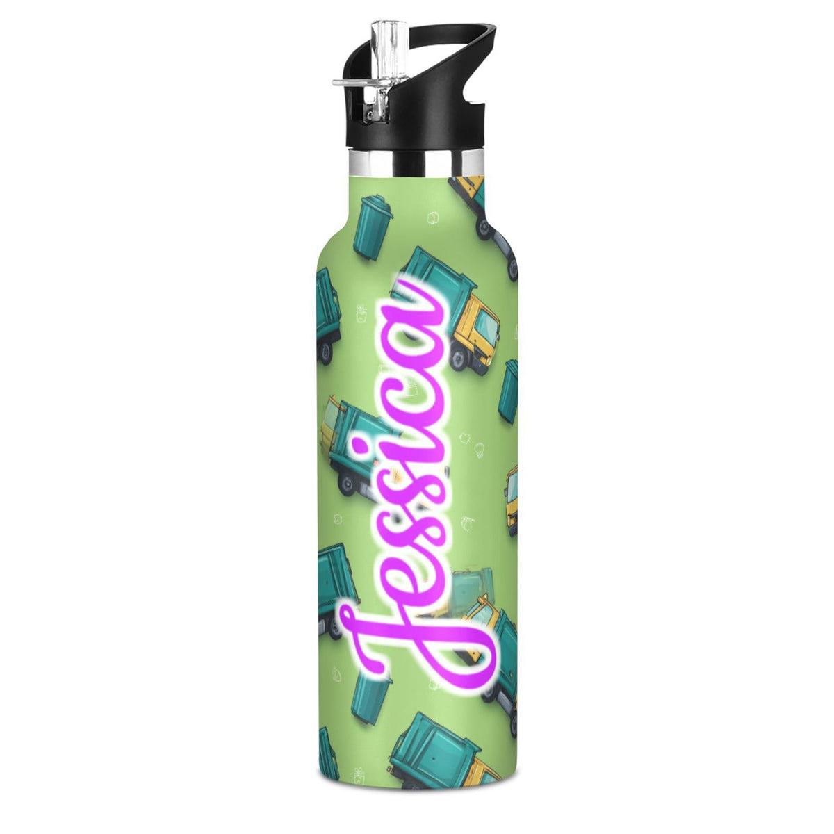 Kcldeci Kids Water Bottle for School Cartoon Chicken Nuggets Personalized 20oz Stainless Steel Insulated Tumbler with Straw, Leak-Proof Travel Flask for Boys Girls, BPA-Free