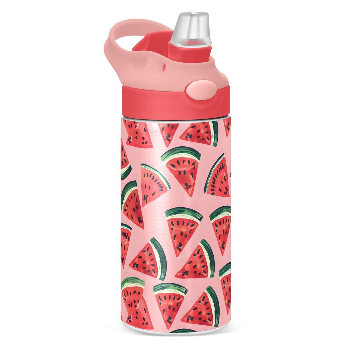 ALAZA Zebra Cartoon Blue Kids Water Bottles Insulated Stainless Steel Tumbler Travel Cup Lids Straw Double Walled Leakproof 12 OZ for Boys Girls