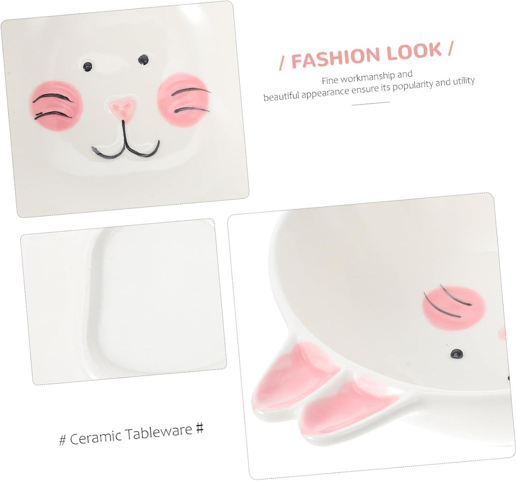 Cartoon Animal Ceramic Bowl for Restaurants and Buffets, White