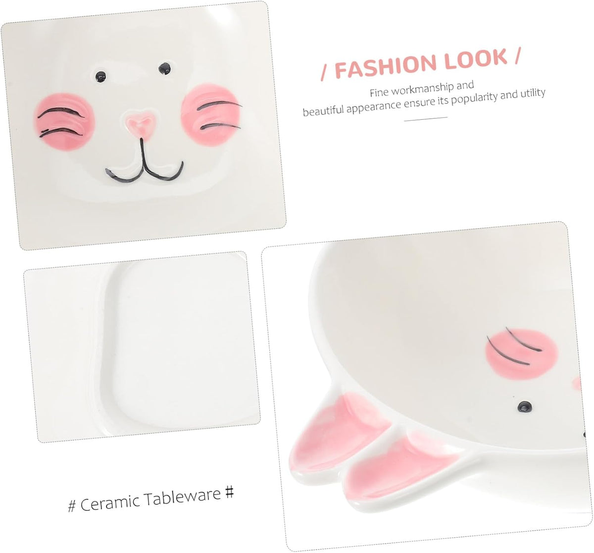 Cartoon Animal Ceramic Bowl for Restaurants and Buffets, White