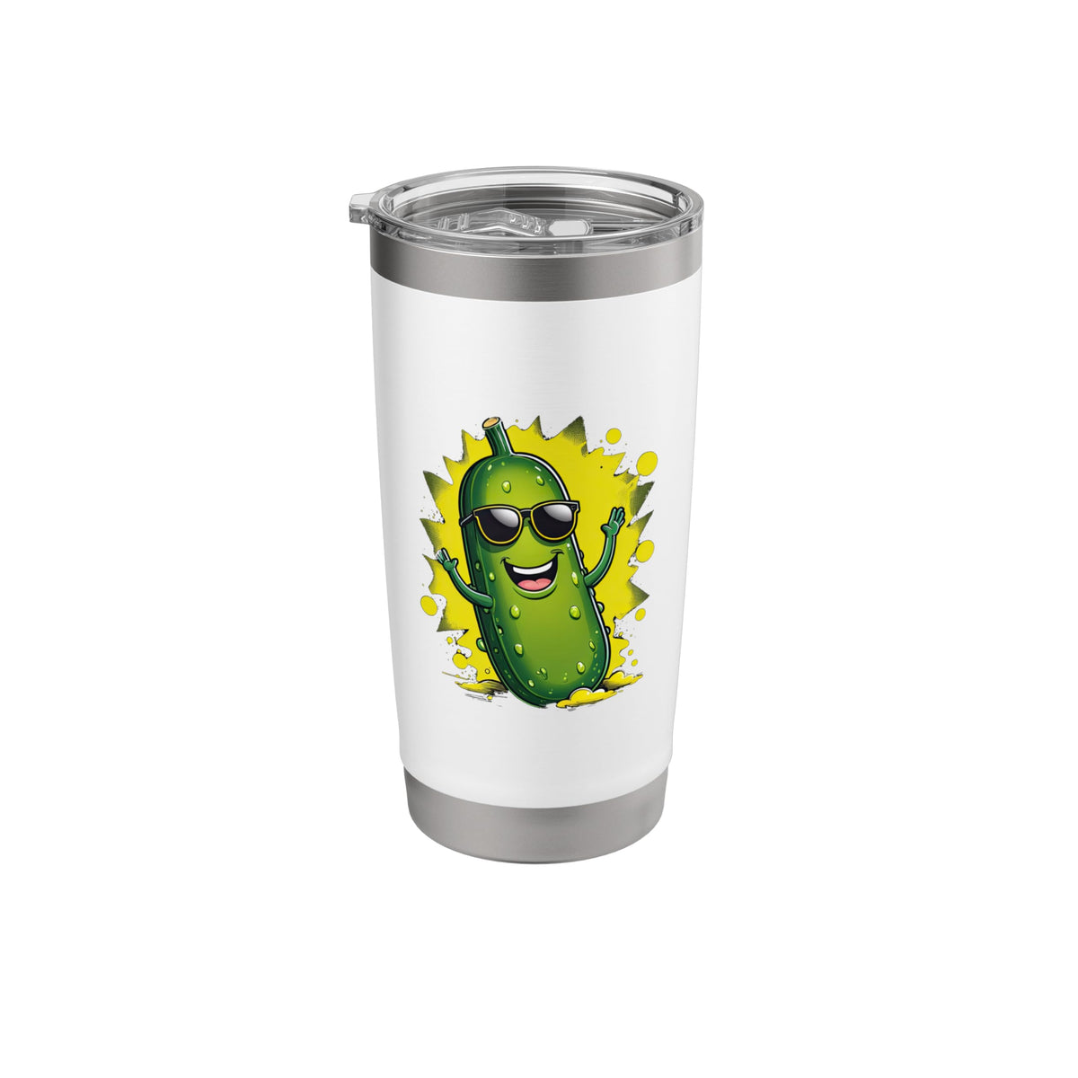 Cool Happy Pickle Cartoon with Sunglasses Stainless Steel Insulated Tumbler