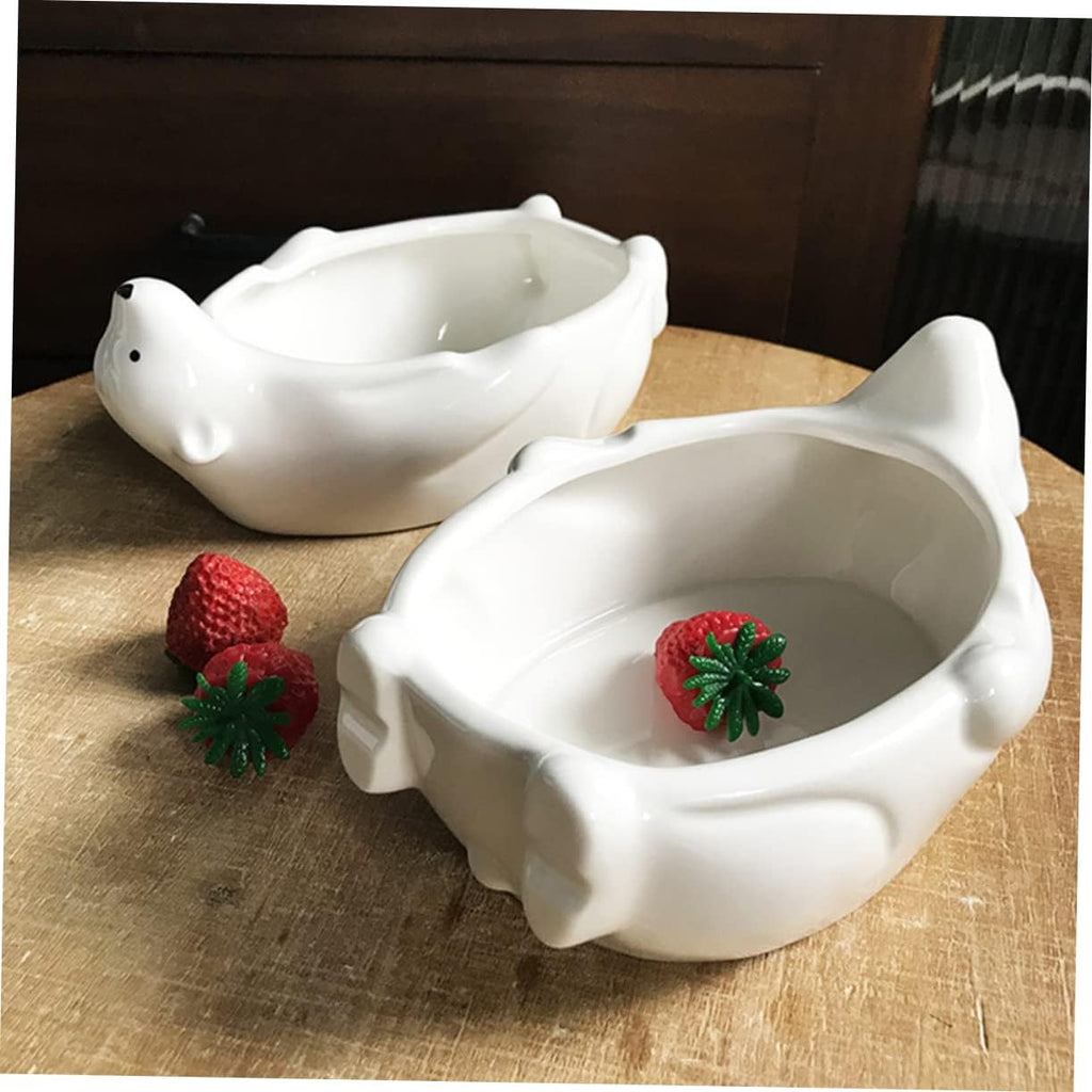 Polar Ceramic Salad Bowl Dessert Serving Cute Animal Shaped Food for Fruit Snacks Home Hotel Use 7.87 X 5.74 X 3.34 in