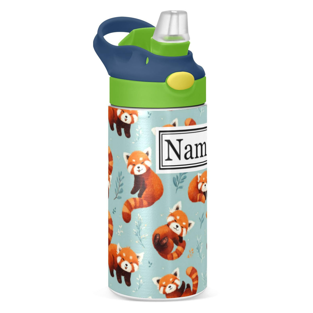 Personalized Name Water Bottles for Kids Cartoon Crocodiles Basketball Custom Toddlers Insulated Stainless Steel with Straw Lid Tumbler Gift for Boys Girls Birthday School