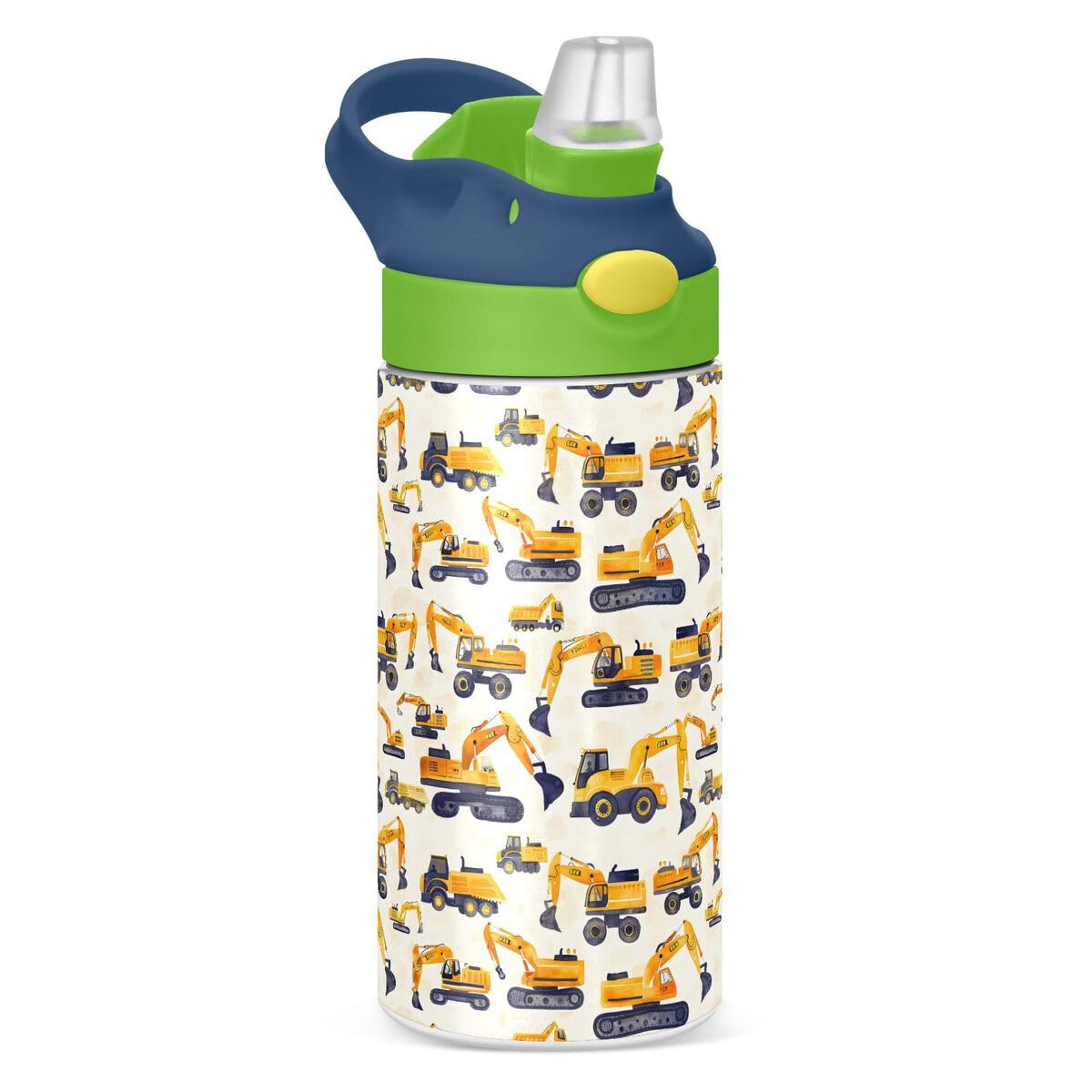 ALAZA Zebra Cartoon Blue Kids Water Bottles Insulated Stainless Steel Tumbler Travel Cup Lids Straw Double Walled Leakproof 12 OZ for Boys Girls