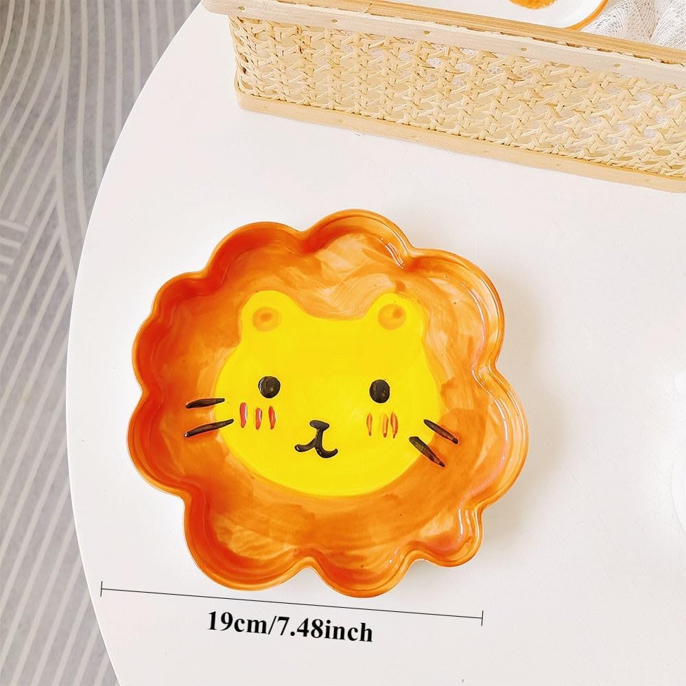 Cartoon Cute Dessert Plate Salad Fruit Home Hand-Painted Underglaze Animal Breakfast Ceramic Dinner Snack Ice Cream Soup Pasta (Mouse)