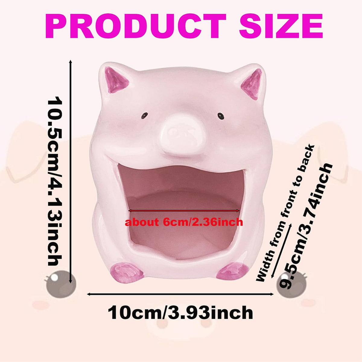 Ceramic Pig Shaped Candy Bowl, Cute Tabletop Storage Dish for Home Office
