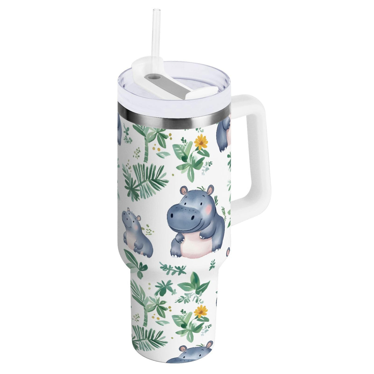 30oz Tumbler Cartoon Giraffes Insulated Coffee Cup Stainless Steel Travel Mug Car Water Bottle with Lid Straw Handle