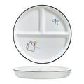 SOCOSY Ceramic 3-Compartment Portion Control Plate Divided Dish Platters, Divided Dessert Salad Dinner Snack Dishes, Appetizer Serving Trays, 1 PC - Balloon Cat-8 Inch