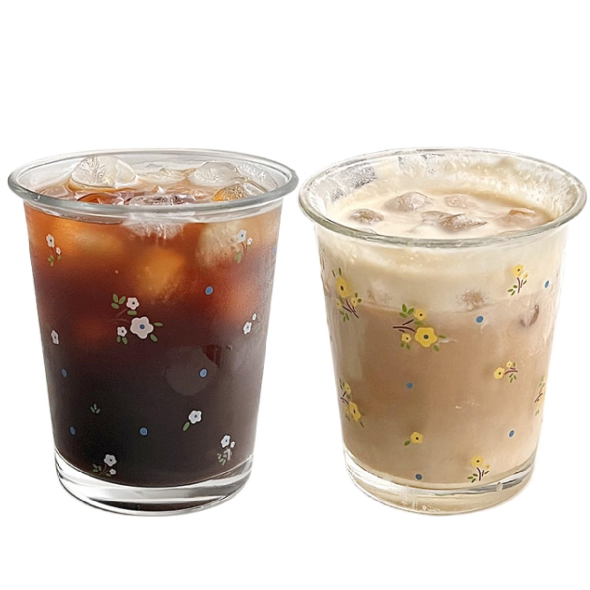 2 Pack 12 OZ Cute Floral Glass Cup Rabbit Drinking Glasses