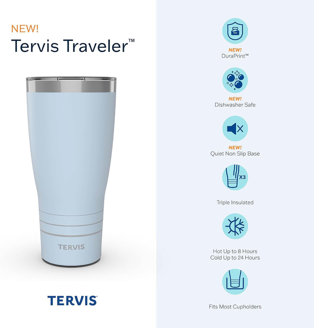Tervis Traveler Peanuts - All Here Group Triple Insulated Tumbler Travel Cup Keeps Drinks Cold & Hot, 30oz, Stainless Steel