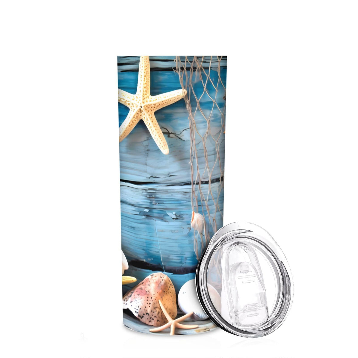 Cartoon Sharks 20 oz Insulated Skinny Tumbler with Lid and Straw, Cute Sea Animals Straight Tumblers Travel Coffee Cup for Men Women