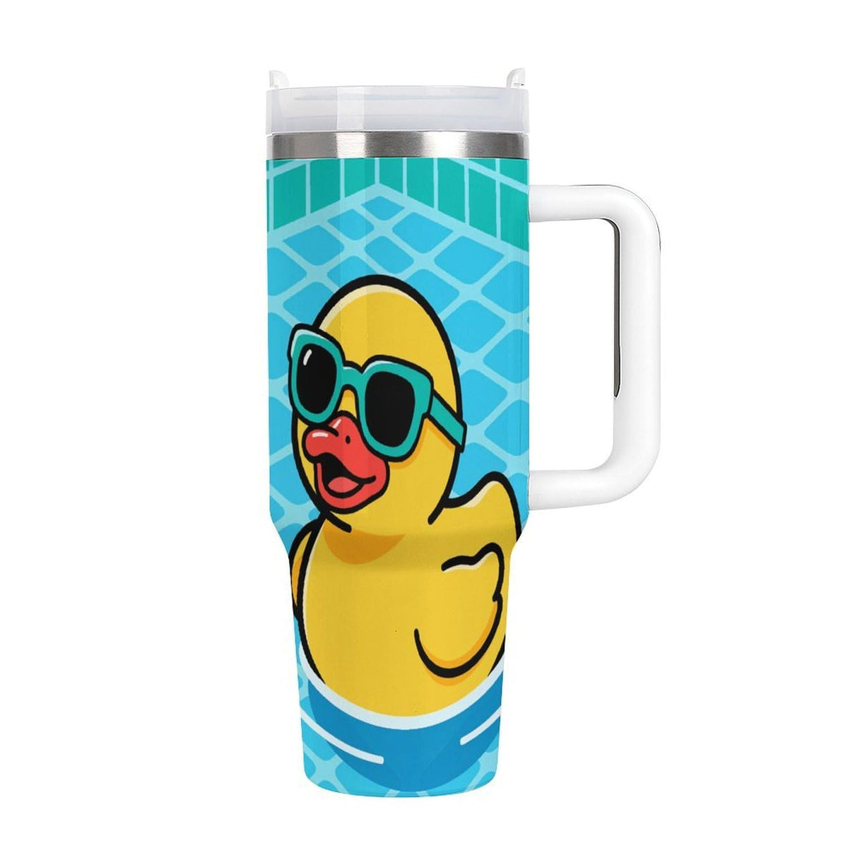 Stainless Steel Insulated Tumbler 40 OZ (1200 ML), Cartoon Yellow Duck Coffee Mug Cup with Splash-Proof Lid And Straw for Car Home Office Outdoor Travel