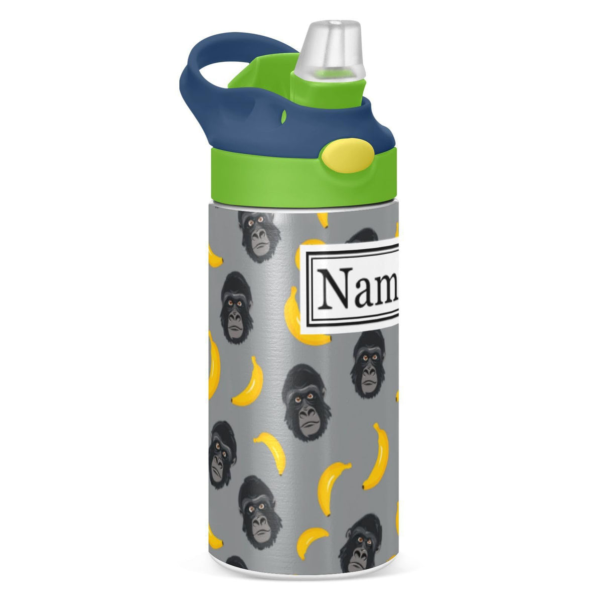 Personalized Name Water Bottles for Kids Cartoon Crocodiles Basketball Custom Toddlers Insulated Stainless Steel with Straw Lid Tumbler Gift for Boys Girls Birthday School
