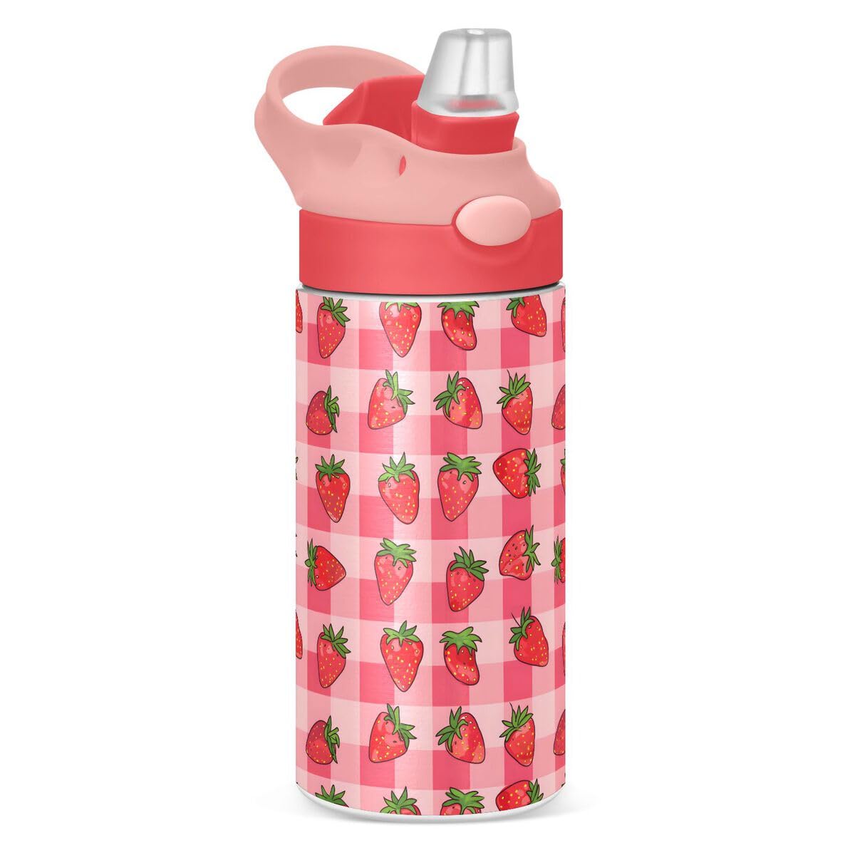 ALAZA Zebra Cartoon Blue Kids Water Bottles Insulated Stainless Steel Tumbler Travel Cup Lids Straw Double Walled Leakproof 12 OZ for Boys Girls