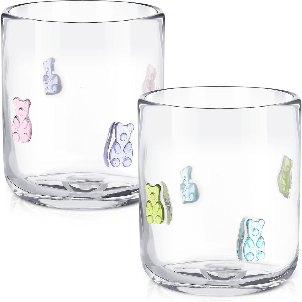 SiliFine 2 Pcs Candy Bear Icon Juice Glasses