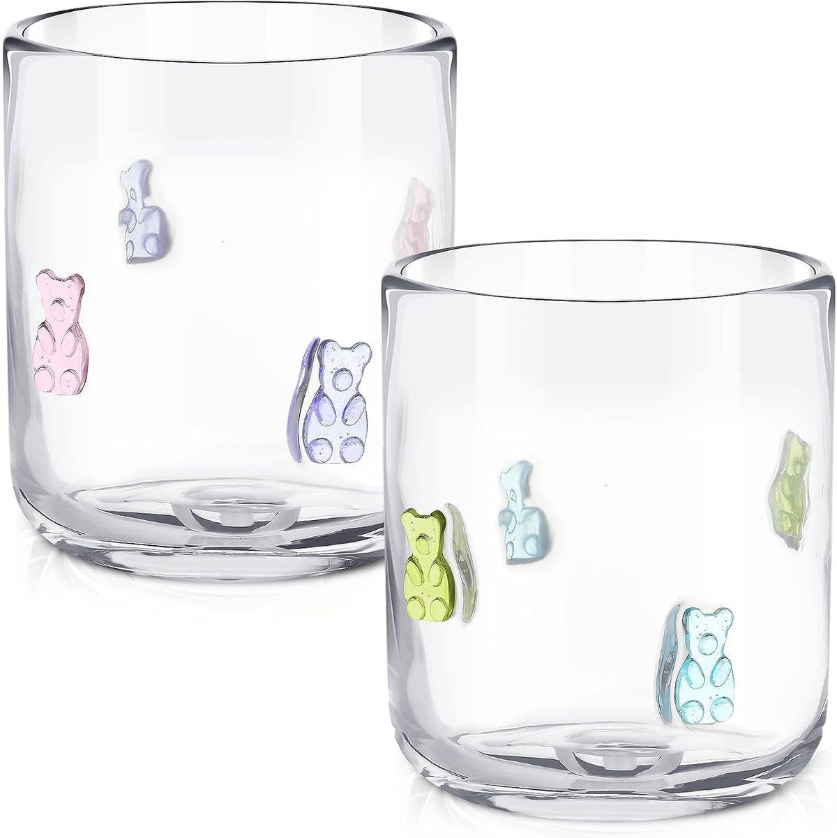 SiliFine 2 Pcs Candy Bear Icon Juice Glasses