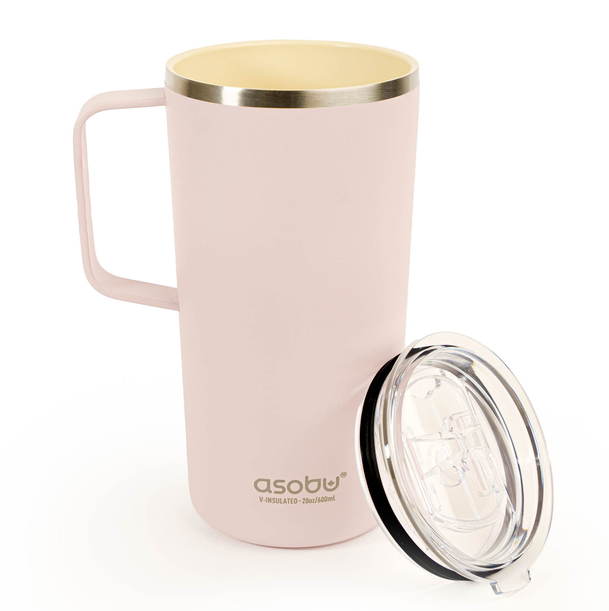 asobu Extra Large Travel Explorer Tumbler for Hot and Cold with Stainless Steel Removable Coffee Mug Sleeve - Straw and Flip Open Sip Spout, 34 oz / 25 oz (Basil Green)