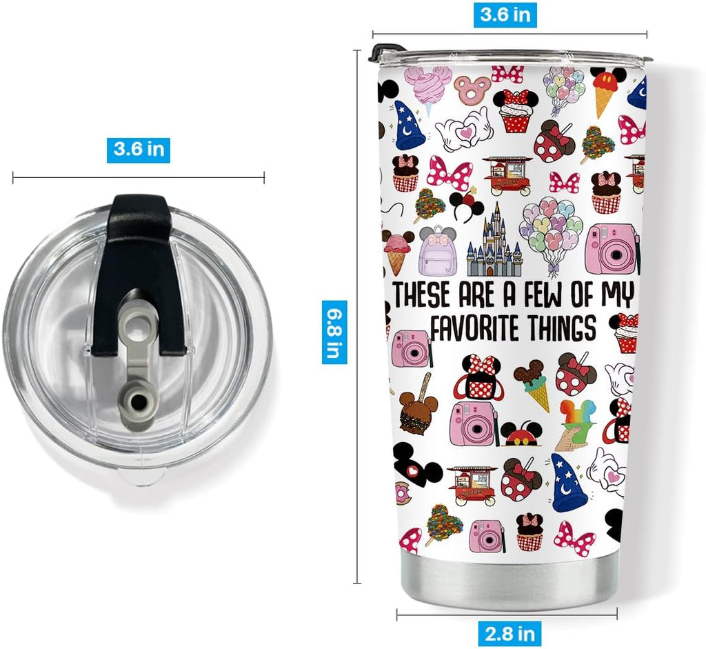Vacation Trip Gift, Fairytale Fans Coffee Mug, Mouse Family Trip Snacks, Fairy Tales Gifts, Cartoon Character Lover Gift, Mouse Ice Cream, Insulated Stainless Steel Coffee Tumbler, BPA Free 20 oz