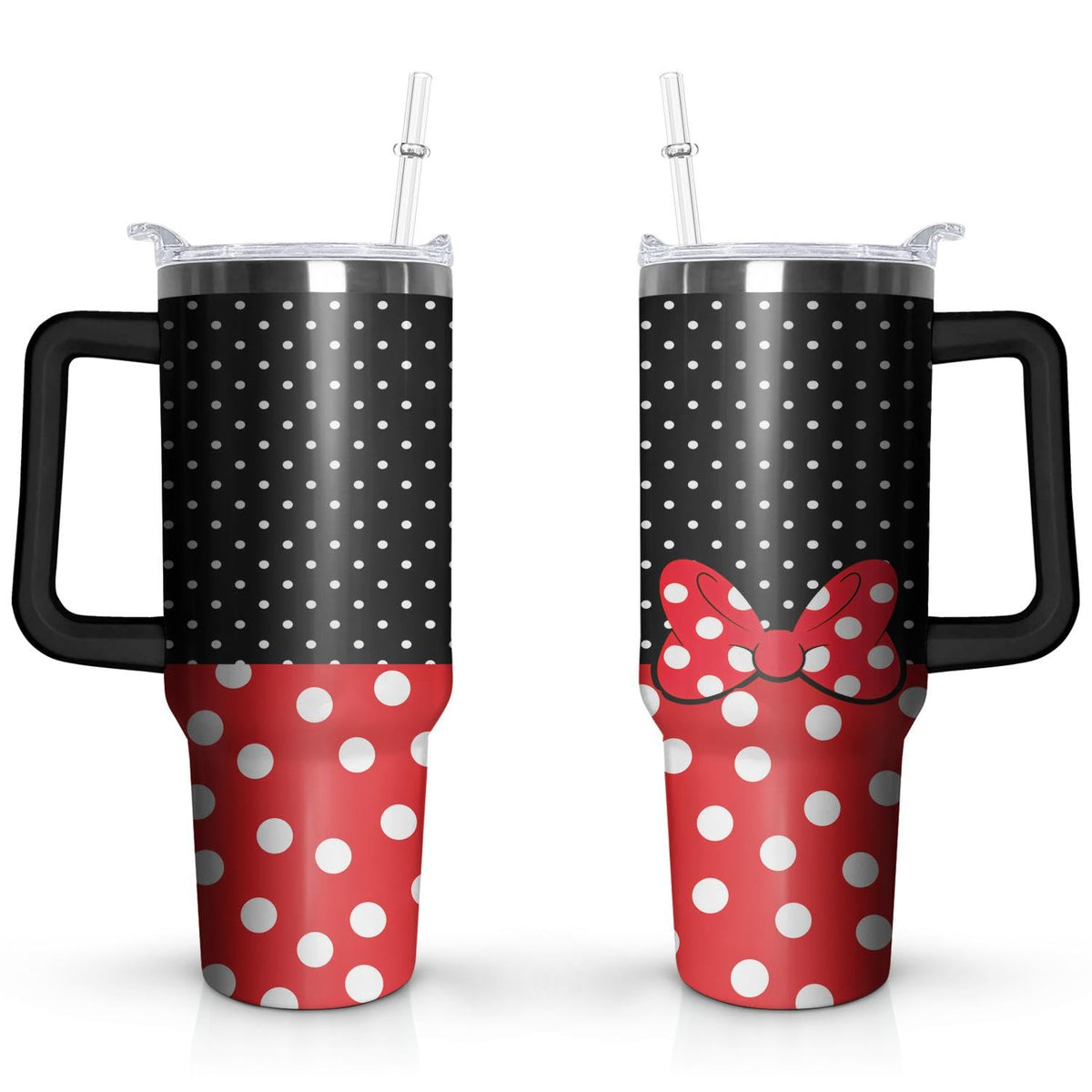 Cartoon Mouse Tumbler 40 Oz With Lid and Straw&Handle Bowknot Cup