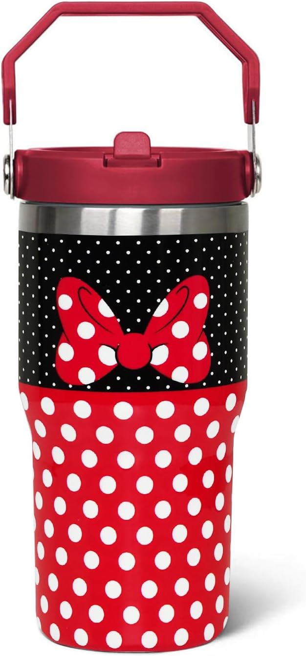 Cartoon Mouse Tumbler 20 Oz With Lid&Flip Straw Bowknot Cup