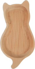 Luxshiny Wooden Cat Plate Cartoon Dessert Dish 9.44 X 4.72 X 0.98 in Natural Wood Serving Tray for Snacks Fruit Cake Photo Prop Kitchen Supplies for Home Parties