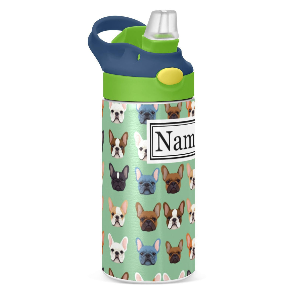 Personalized Name Water Bottles for Kids Cartoon Rats Cheese Custom Toddlers Insulated Stainless Steel with Straw Lid Tumbler Gift for Boys Girls Birthday School