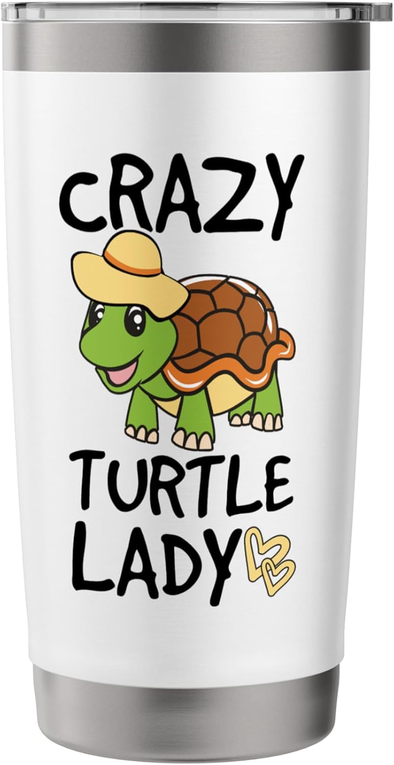 Crazy Turtle Lady Cute Cartoon Turtle Design Stainless Steel Insulated Tumbler