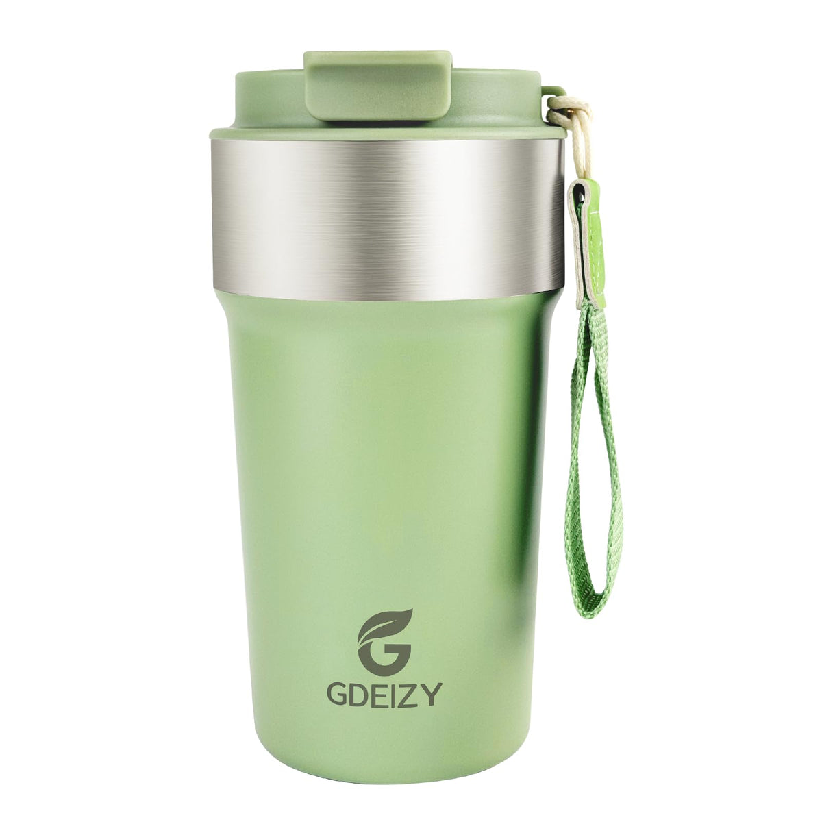 Insulated Travel Coffee Mug, 17oz Stainless Steel Leakproof Flip Straw Cup