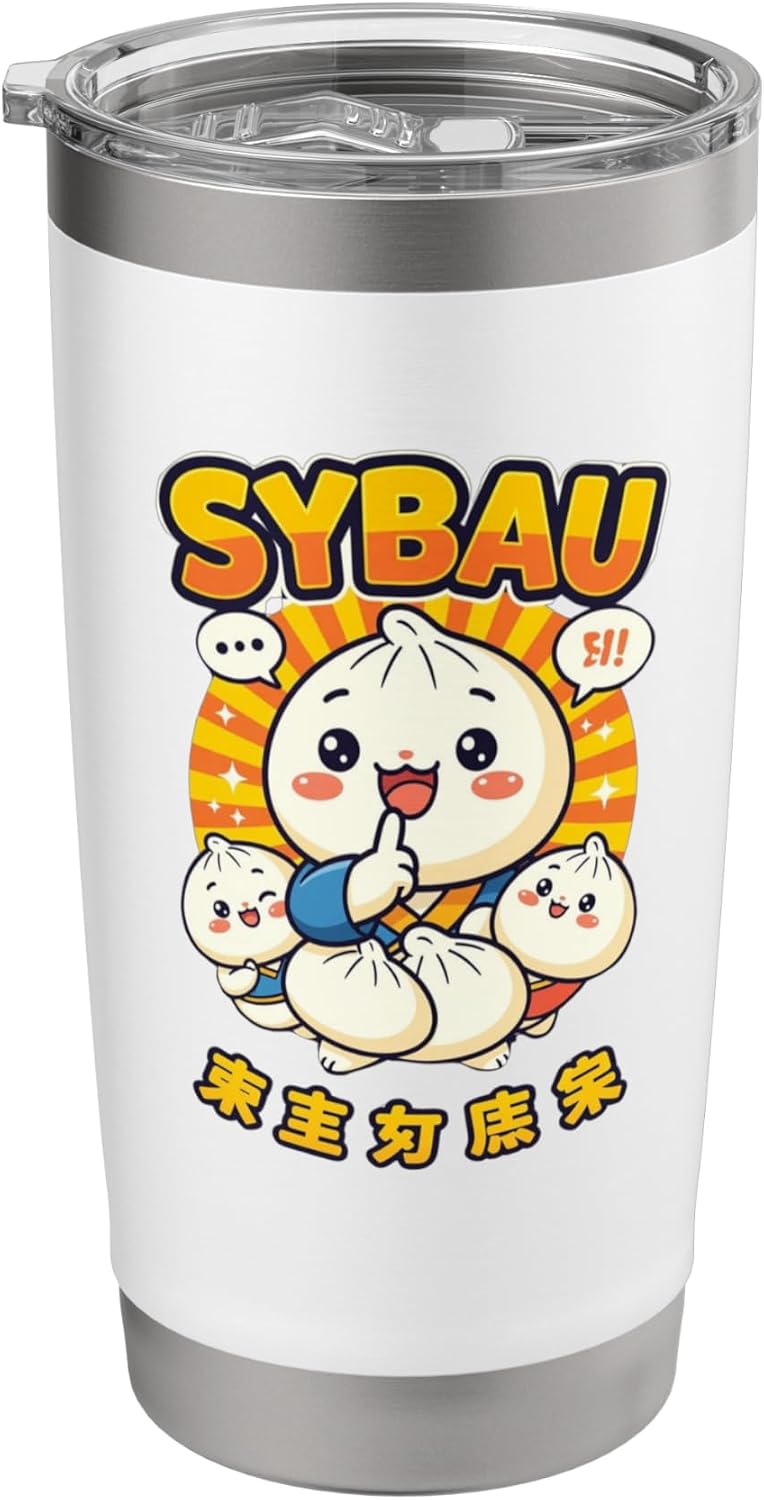 SYBAU Funny Bao Bun Cartoon Design | Streamer Inspired Pun Stainless Steel Insulated Tumbler
