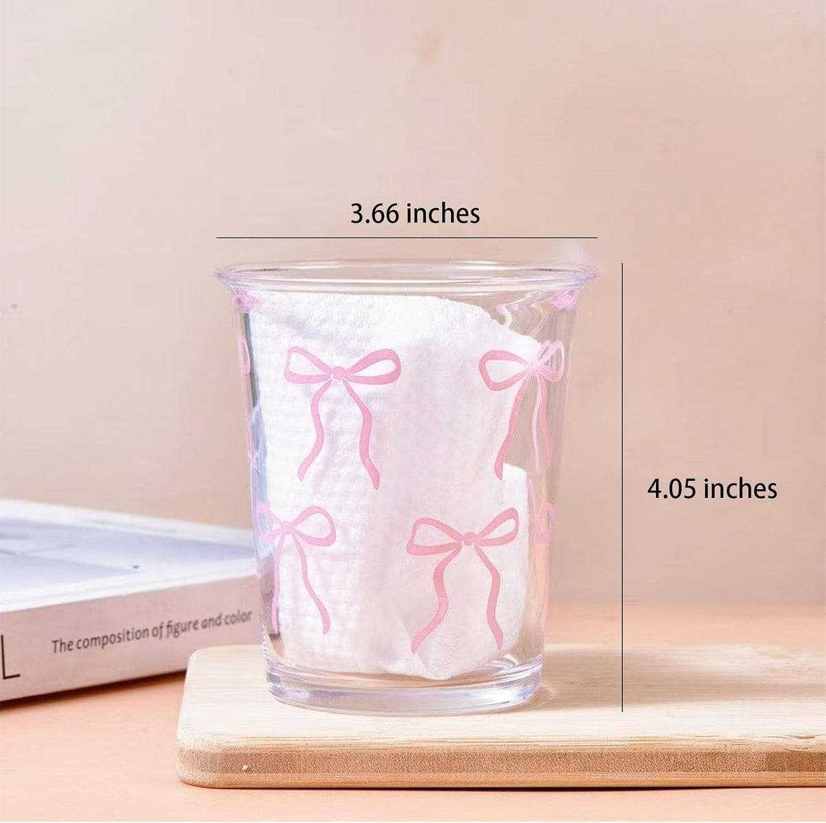 Pink Bow Glass Cups, 14oz Cute Aesthetic Bow Glass Cups for Iced Coffee, Matcha, Milk, Juice,Cocktail, Valentines/Birthday Gift for Women & Teen Girls
