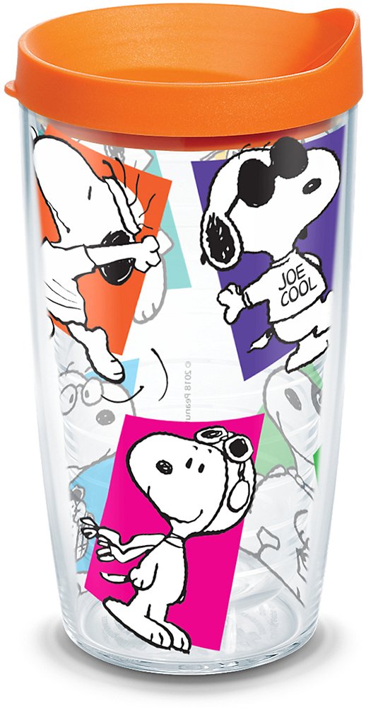 Tervis Peanuts Multi-Snoopy Made in USA Double Walled Insulated Tumbler Cup Keeps Drinks Cold & Hot, 16oz, Clear