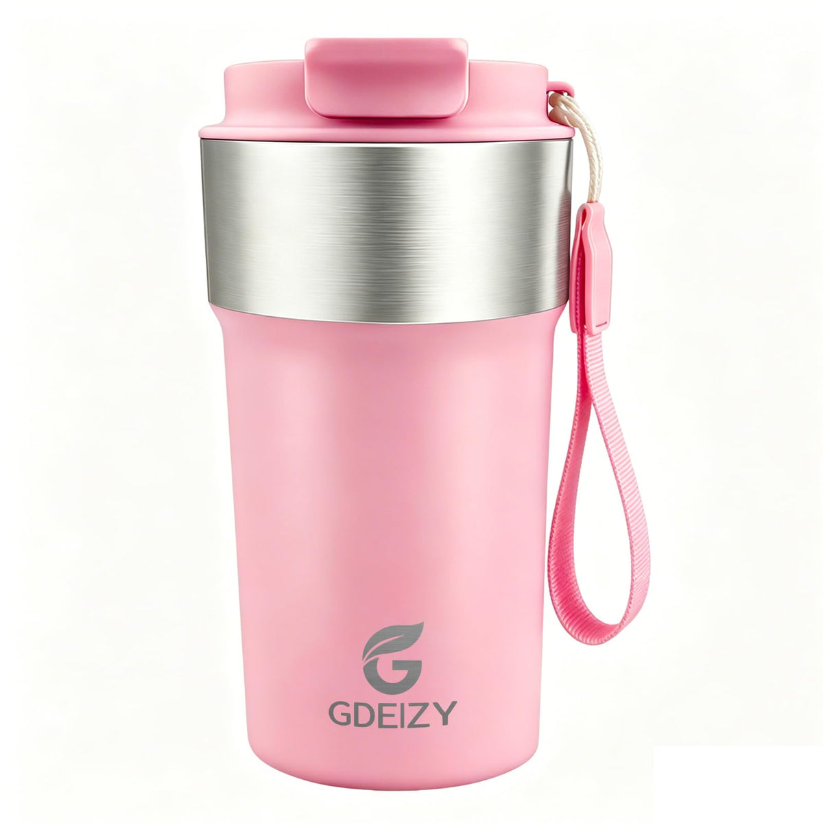 Insulated Travel Coffee Mug, 17oz Stainless Steel Leakproof Flip Straw Cup