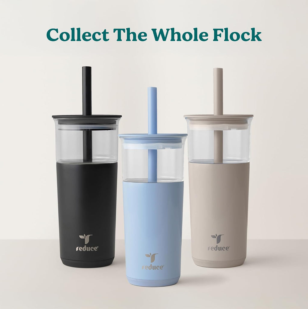 REDUCE Aspen - 20oz Vacuum Insulated Glass Tumbler - Extra Wide Straw & Lid